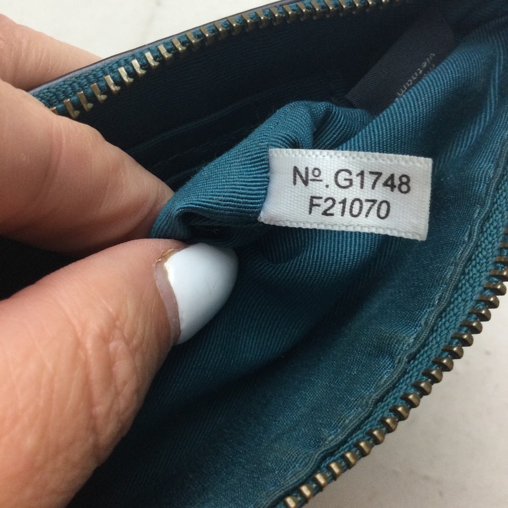 Coach Metallic Dark Teal Leather Corner Zip Wristlet - Picture 10 of 10